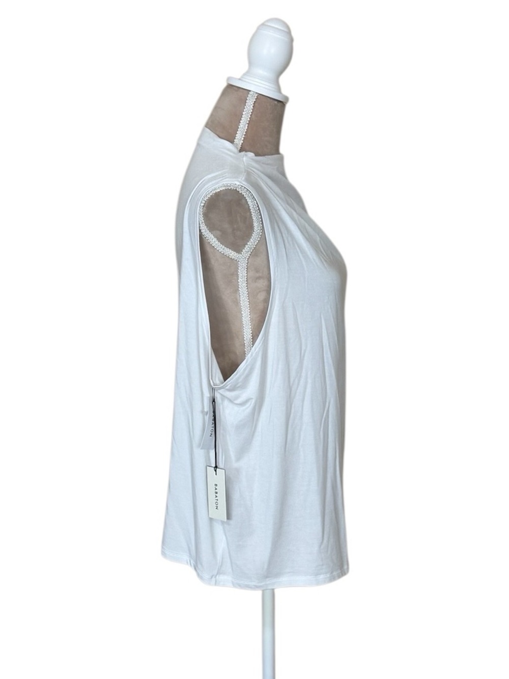 Babaton for Aritzia “Boardroom” Draped Mock Neck Sleeveless Tank - White NWT - Picture 7 of 14